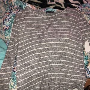 Brandy Melville grey striped long sleeve